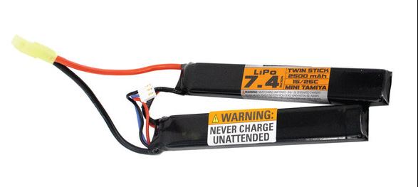 Valken 7.4V 1400mAh 15/25C Twin Stick Airsoft Lipo Battery