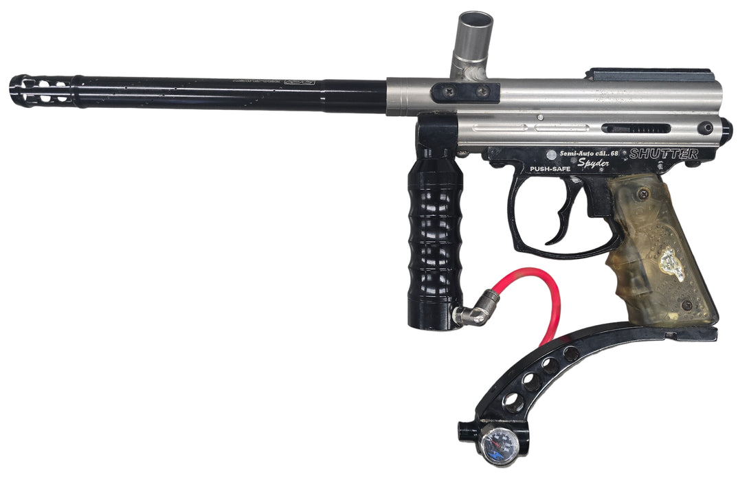 USED Spyder Shutter Paintball Marker Gun - Silver - NOT Working