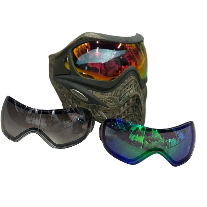 USED V-Force Grill Paintball Mask Goggle - Olive Graphic - 2 Additional Lenses