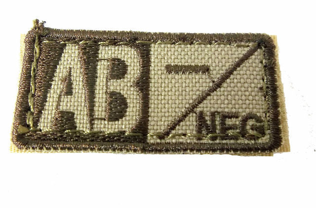 Condor Blood Type Morale Patch AB Negative AB- Tan / Brown 229AB-003 Hook