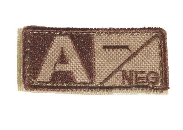 Condor Blood Type Morale Patch A Negative A- Tan / Brown 229A-003 Hook Back