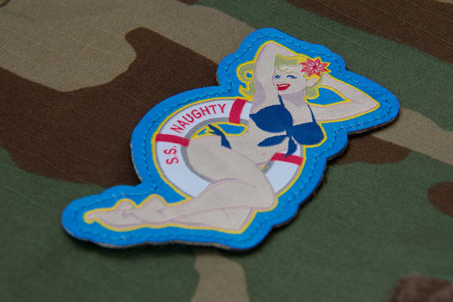 Mil-Spec Monkey S.S. Naughty Pinup Morale Patch - Hook and Loop Back