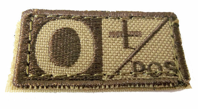 Condor Blood Type Morale Patch O Positive O+ Tan / Brown 229O+003 Hook Back