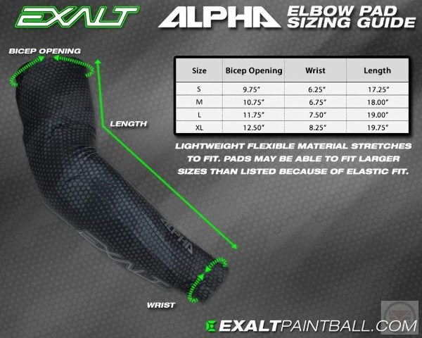 Exalt Paintball Alpha Elbow Pads - Grey - Large